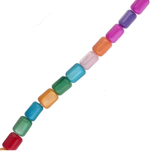 Dyed Mother-of-Pearl Tube Beads, 3.5x4.8 mm - Multicolor, 38 cm