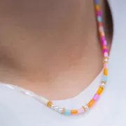 Dyed Mother-of-Pearl Tube Beads, 3.5x4.8 mm - Multicolor, 38 cm