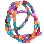Dyed Mother-of-Pearl Tube Beads, 3.5x4.8 mm - Multicolor, 38 cm
