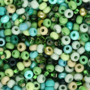Preciosa Seed Beads 8/0 3 mm - Green Assortment x 20 g