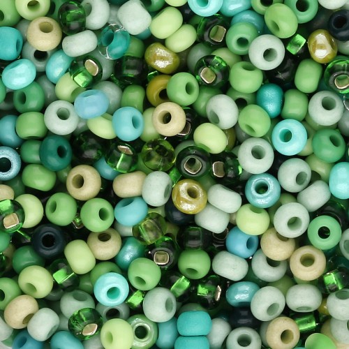 Preciosa Seed Beads 8/0 3 mm - Green Assortment x 20 g