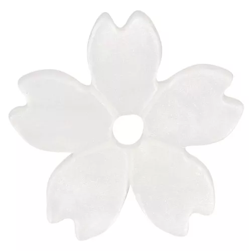 10.5mm flat cherry blossom acrylic beads - Pearly white x10