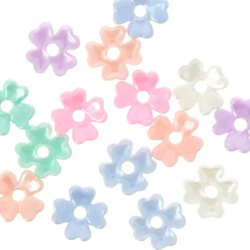6mm resin flower beads - Pearly pastel x20