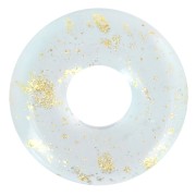 10mm clear resin rondelle beads - Aquamarine - Gold x10