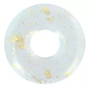 10mm clear resin rondelle beads - Aquamarine - Gold x10