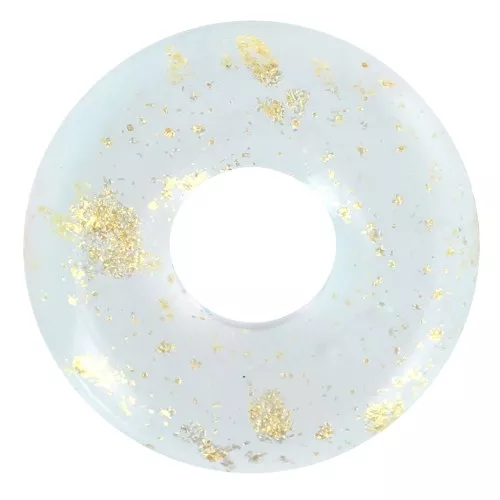 10mm clear resin rondelle beads - Aquamarine - Gold x10