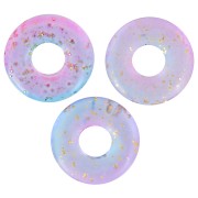 10mm clear resin rondelle beads - Blue - Pink - Gold x10