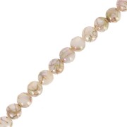 6mm round mother-of-pearl beads AB effect - Gold Tone x37cm|raw }}