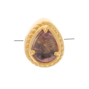 6x4mm drop bead with crimped tinted glass - 3-micron gold-plated - Pink x1|raw }}