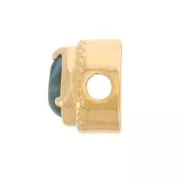 6x4mm drop bead with crimped tinted glass - 3-micron gold-plated - Blue x1