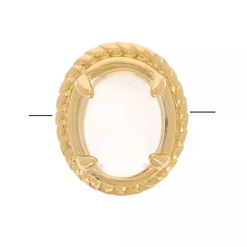 6x4 mm oval bead with tinted glass setting - 3-micron gold-plated - Crystal