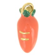 Carrot Charm 13.5x5.5 mm Epoxy Resin - 316 Stainless Steel - Gold-Plated - Orange