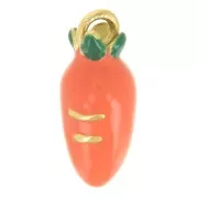 Carrot Charm 13.5x5.5 mm Epoxy Resin - 316 Stainless Steel - Gold-Plated - Orange