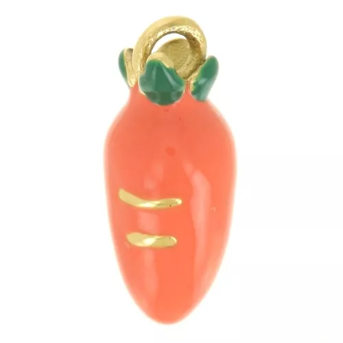 Carrot Charm 13.5x5.5 mm Epoxy Resin - 316 Stainless Steel - Gold-Plated - Orange