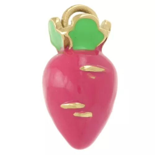 18x9mm 316L stainless steel Radish charm - Epoxy resin - Gold - Dark pink x1