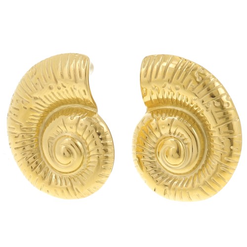 27x22mm 304L Stainless Steel Shell Earrings - Gold x2