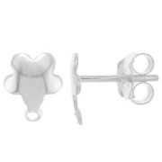 8.5x7mm 925 Sterling Silver Flower earstuds with closed ring x2|raw }}