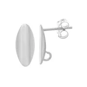 13x6mm 925 Sterling Silver Curved oval earstuds with open hoop x2
