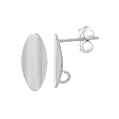 13x6mm 925 Sterling Silver Curved oval earstuds with open hoop x2