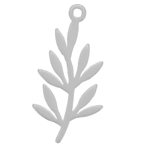 18x9mm 925 Sterling Silver Foliage charm x1