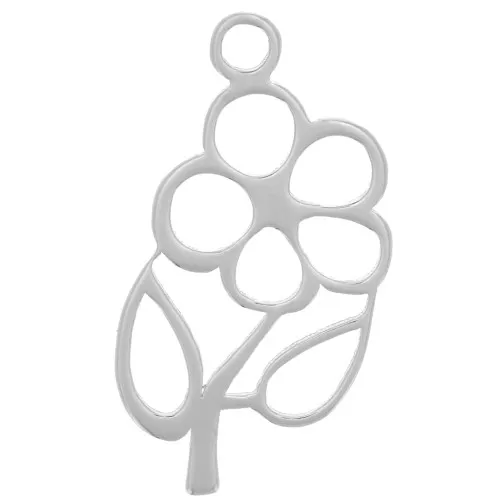 19x9mm 925 Sterling Silver Openwork flower charm x1