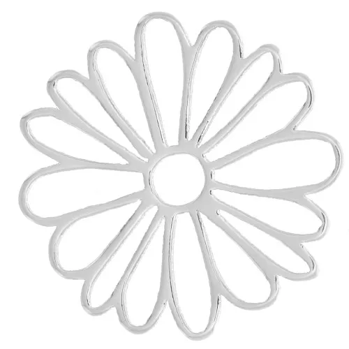 13mm 925 Sterling Silver Hollow flower charm x1