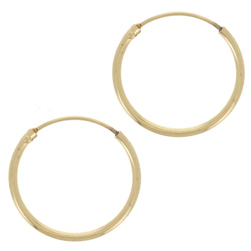 16mm Mini hoop earrings - 1.3mm wire - Gold Tone x2