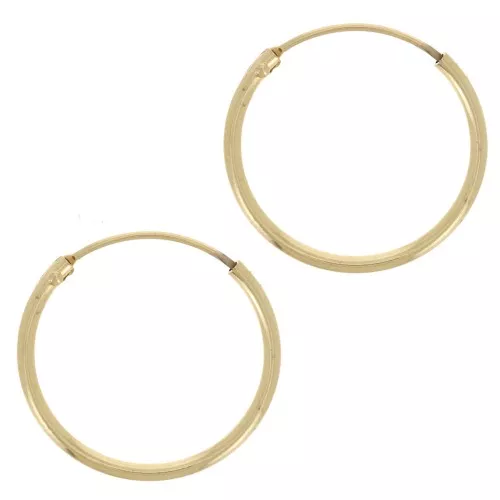 16mm Mini hoop earrings - 1.3mm wire - Gold Tone x2