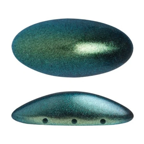 20x10mm Athos 3D 3 holes® by Puca® - Green Turquoise Metallic Mat x1