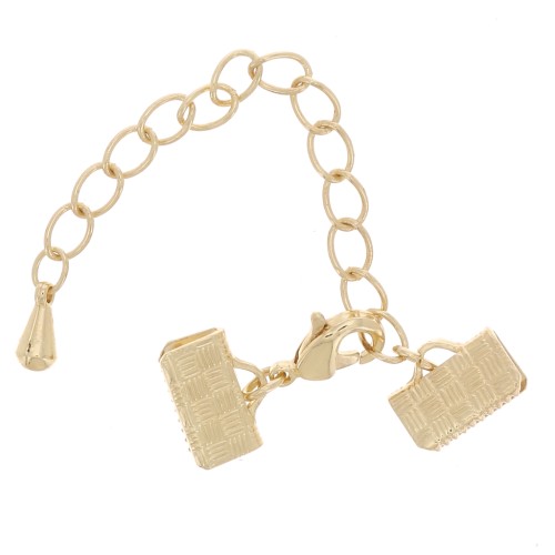 10mm Lobster clasp with crimp ends - Gold Tone x1