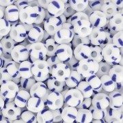 Preciosa Striped Seed Beads, 6/0, 4 mm - White - Blue, 20 g