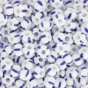 Preciosa Striped Seed Beads, 6/0, 4 mm - White - Blue, 20 g