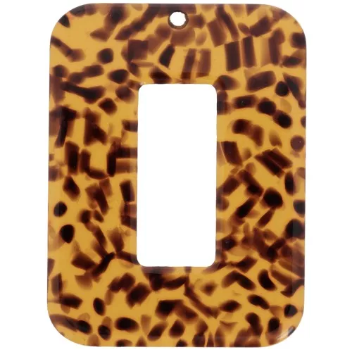 Rectangular acetate pendant 40x30 mm - Terrazzo Brown - Black x1