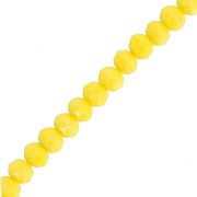 6x5mm Round faceted beads - round flattened - Opaque Yellow x40cm