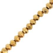 6x5mm Round faceted beads - round flattened - Gold Tone x40cm