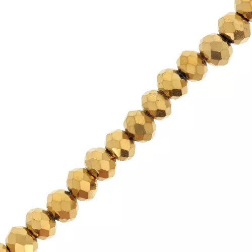 6x5mm Round faceted beads - round flattened - Gold Tone x40cm