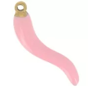 24x6mm 316L St. Steel chilli pepper Pendant - Epoxy Resin - Gold - Light pink x1