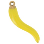 24x6mm 316L Stainless Steel chilli pepper Pendant - Epoxy Resin - Gold - Yellow x1|raw }}