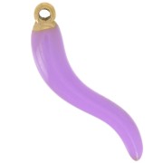 24x6mm 316L Stainless Steel chilli pepper Pendant - Epoxy Resin - Gold - Lilac x1
