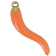 24x6mm 316L Stainless Steel chilli pepper Pendant - Epoxy Resin - Gold - Orange x1|raw }}