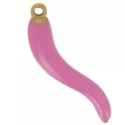 24x6mm 316L Stainless Steel chilli pepper Pendant - Epoxy Resin - Gold - Pink x1