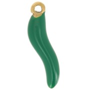15x4mm 316L stainless steel Chilli charm - Epoxy resin - Gold - Dark green x1|raw }}