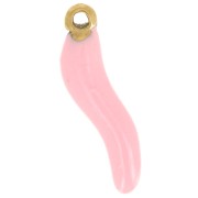 Chilli charm 15x4 mm Epoxy resin - 304 stainless steel Gold - Light pink x1|raw }}