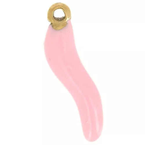 Chilli charm 15x4 mm Epoxy resin - 304 stainless steel Gold - Light pink x1