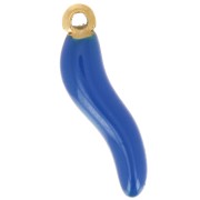 Chilli charm 15x4 mm Epoxy resin - 304 stainless steel Gold - Dark blue x1