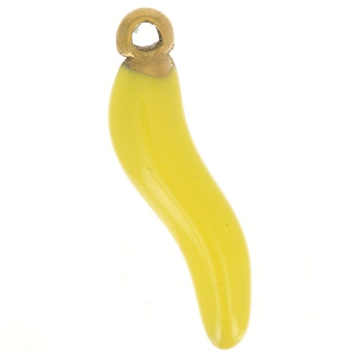 15x4mm 316L stainless steel Chilli charm - Epoxy resin - Gold - Yellow x1
