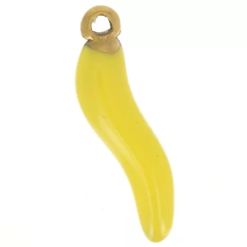 15x4mm 316L stainless steel Chilli charm - Epoxy resin - Gold - Yellow x1