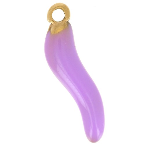 15x4mm 316L stainless steel Chilli charm - Epoxy resin - Gold - Lilac x1