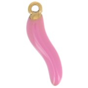 Chilli charm 15x4 mm Epoxy resin - Stainless steel 304 Gold - Rose x1