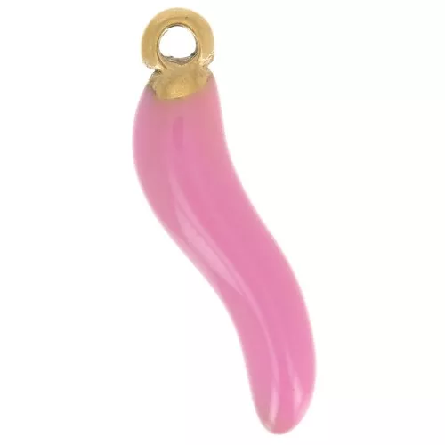 Chilli charm 15x4 mm Epoxy resin - Stainless steel 304 Gold - Rose x1